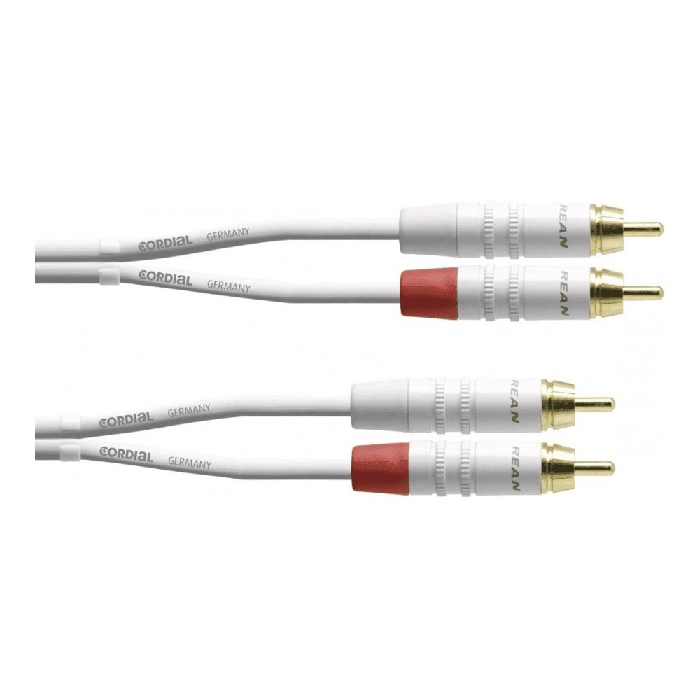 Cordial - Cordial CFU1.5CC-SNOW - Câble audio 2 RCA mâles - 2 RCA mâles 1,5 m blanc - Effets et périphériques