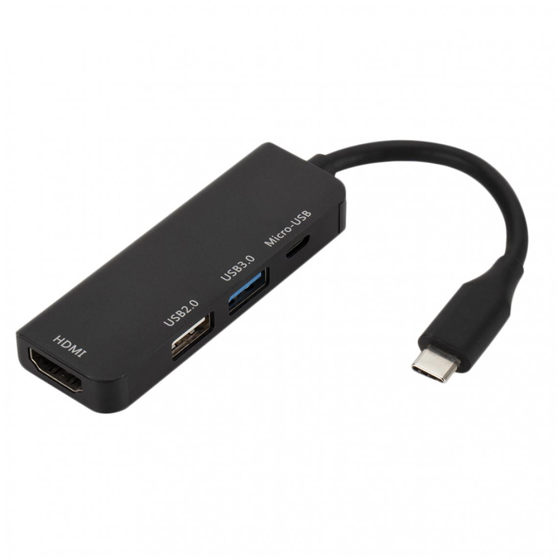 marque generique - Câble Adaptateur Noir USB-C Type-C Vers HDMI TV Micro USB3.0 / 2.0 Hi- ââpour PC - Hub