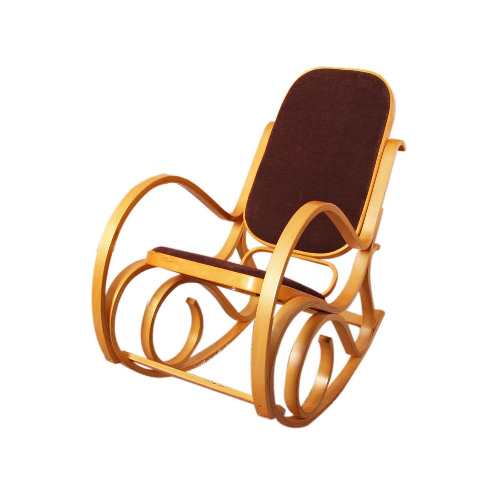 Mendler - Rocking-chair fauteuil à bascule M41, imitation chêne, tissu marron - Fauteuils