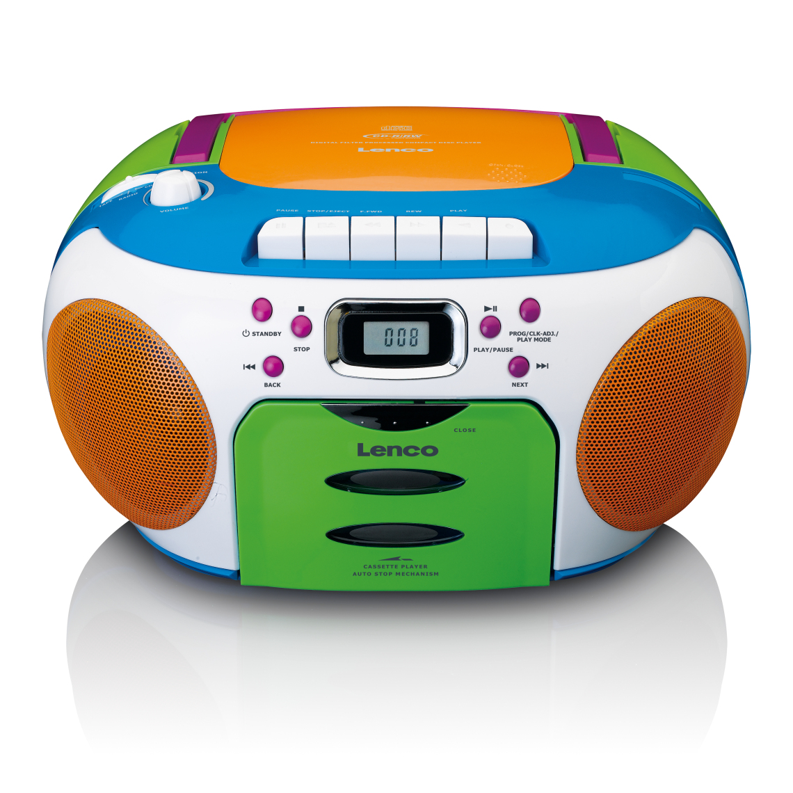 Lenco - Radio portable Lecteur CD et cassette enfants SCD-971 Multicolore - Radio