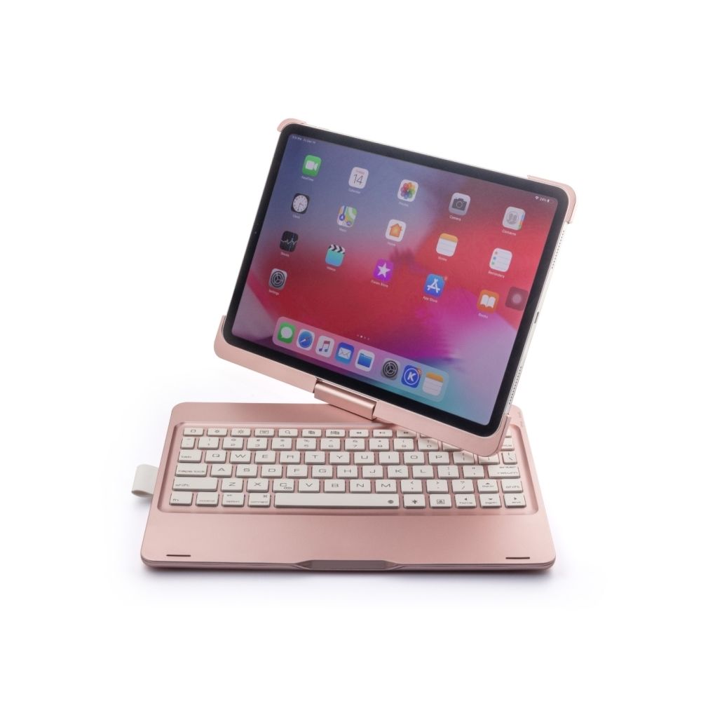 Wewoo - F360B Etui de protection pour clavier sans fil Bluetooth à contre-jour en aluminium à rétro-éclairage coloré de 360 degrés avec basculement iPad Pro 11 pouces 2018 Or rose - Clavier
