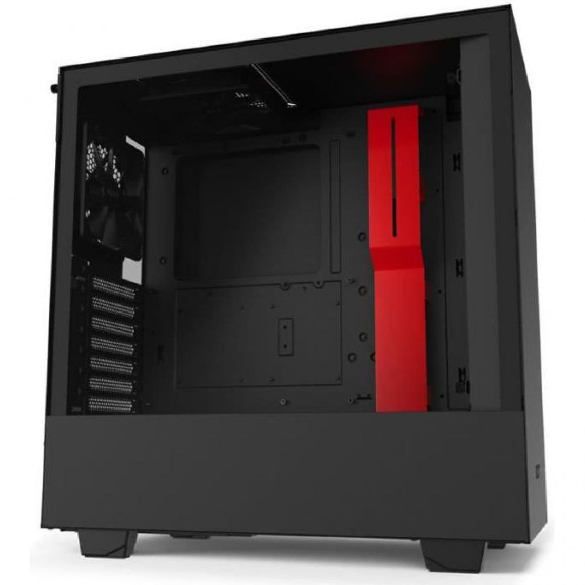 Nzxt - NZXT BOITIER PC H510 - USB 3.1 - Noir / Rouge Mat - Verre trempé - Format ATX (CA-H510B-BR) - Boitier PC