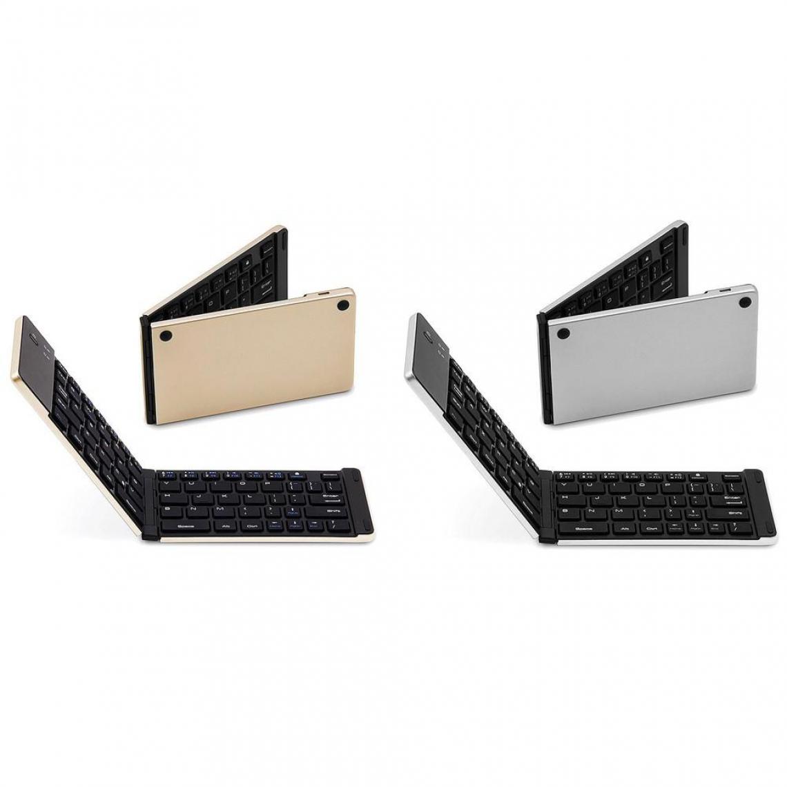 Justgreenbox - Clavier BT sans fil pliable portable ultra mince, Or - Clavier