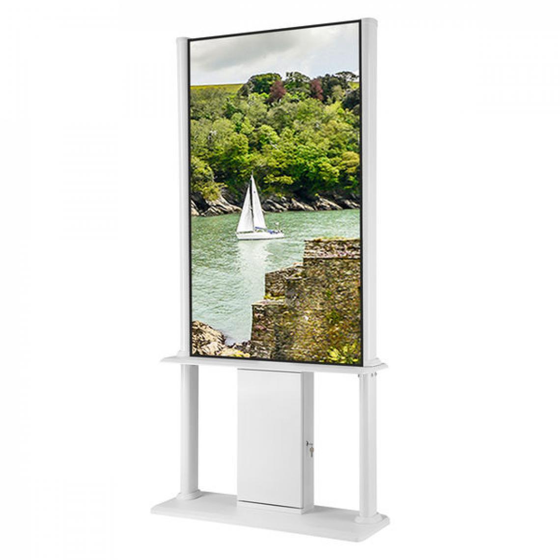 Kimex - Kiosque d'affichage dynamique 55" UHD 500cd/m² 24h/7j, Blanc - Moniteur PC
