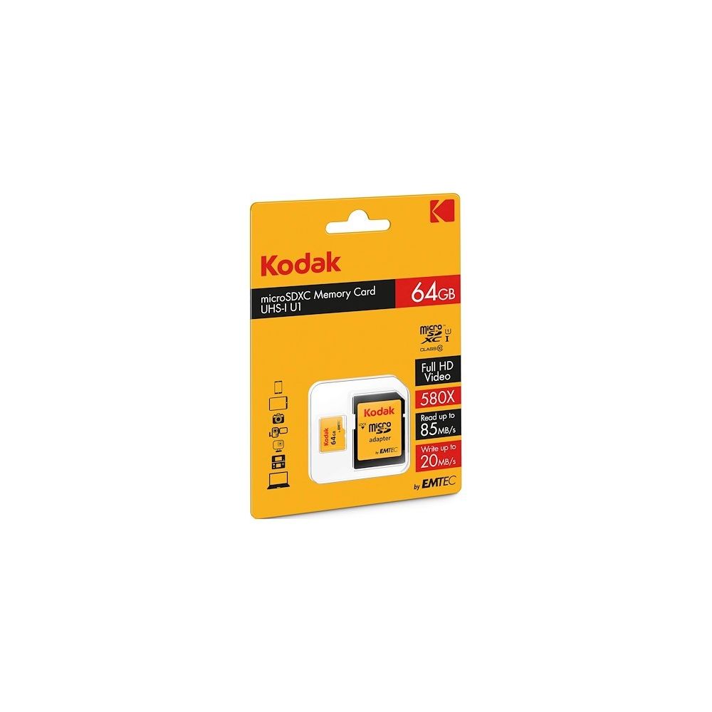Kodak - Carte mémoire micro SD 64 Go avec adaptateur - Clés USB