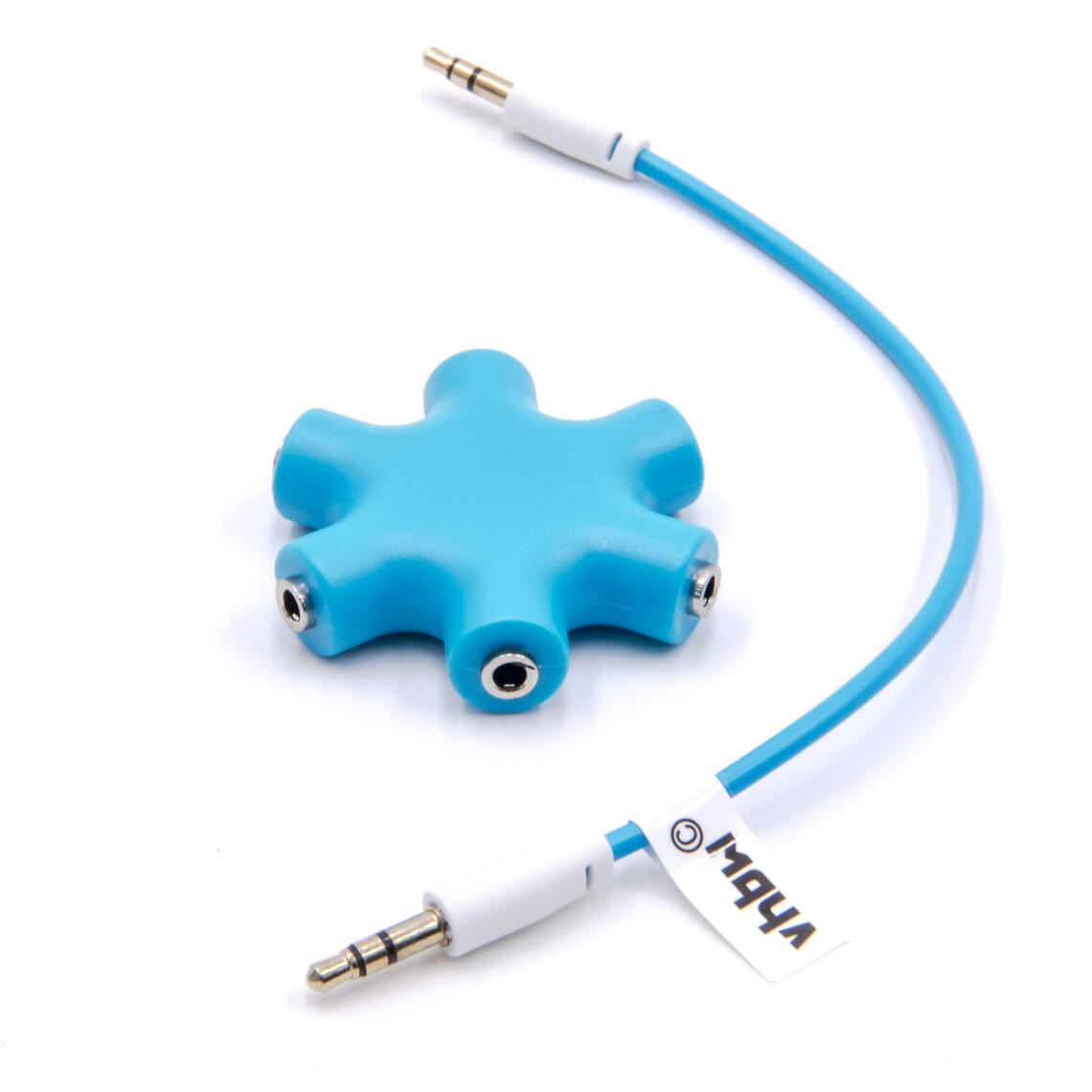 Vhbw - vhbw Audio splitter, répartiteur 5 sorties AUX bleu pour écouteurs, boxs, hauts-parleurs, tablettes - Alimentation modulaire