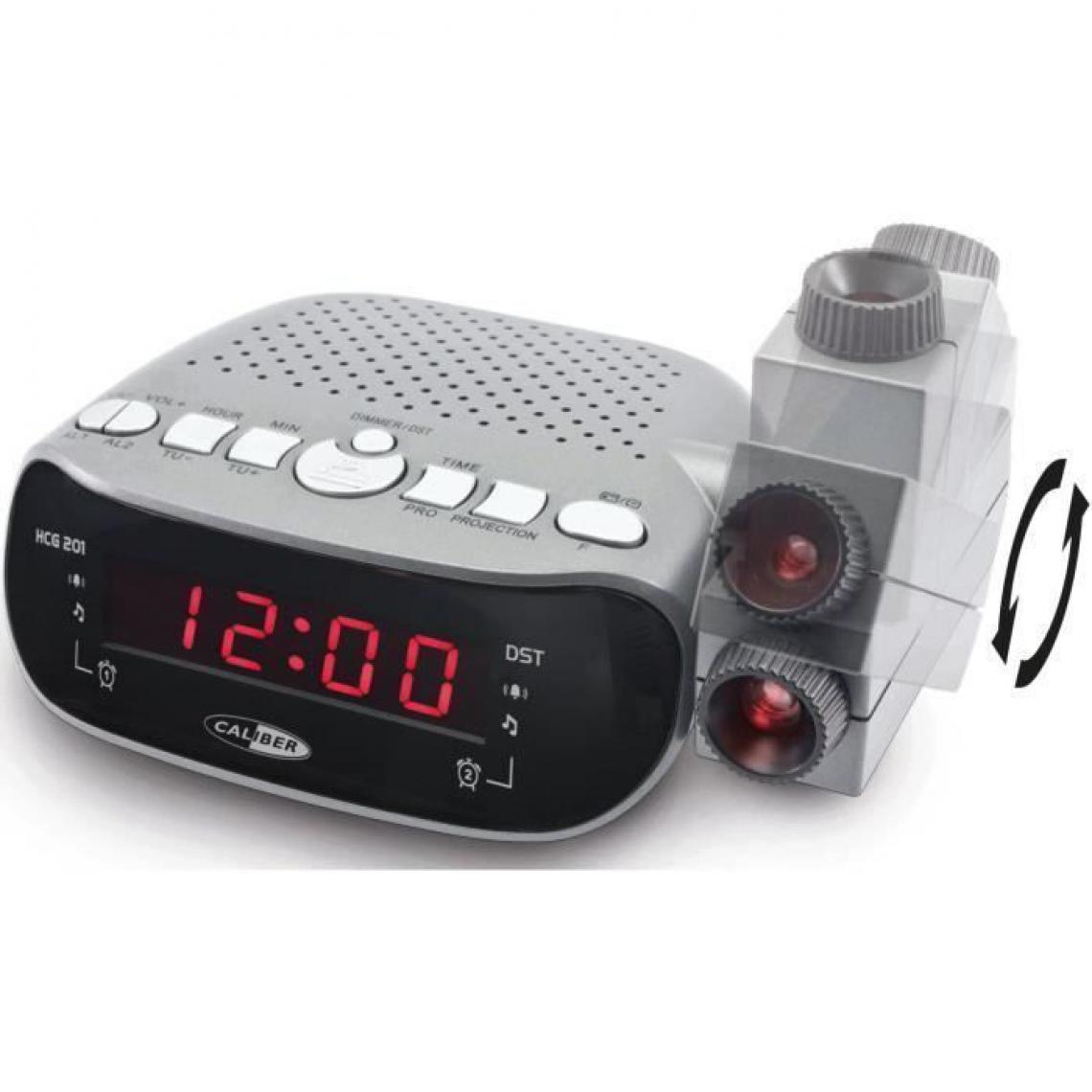 Caliber - CALIBER HCG201 Radio reveil FM projecteur double alarme - Gris - Pack Enceintes Home Cinéma