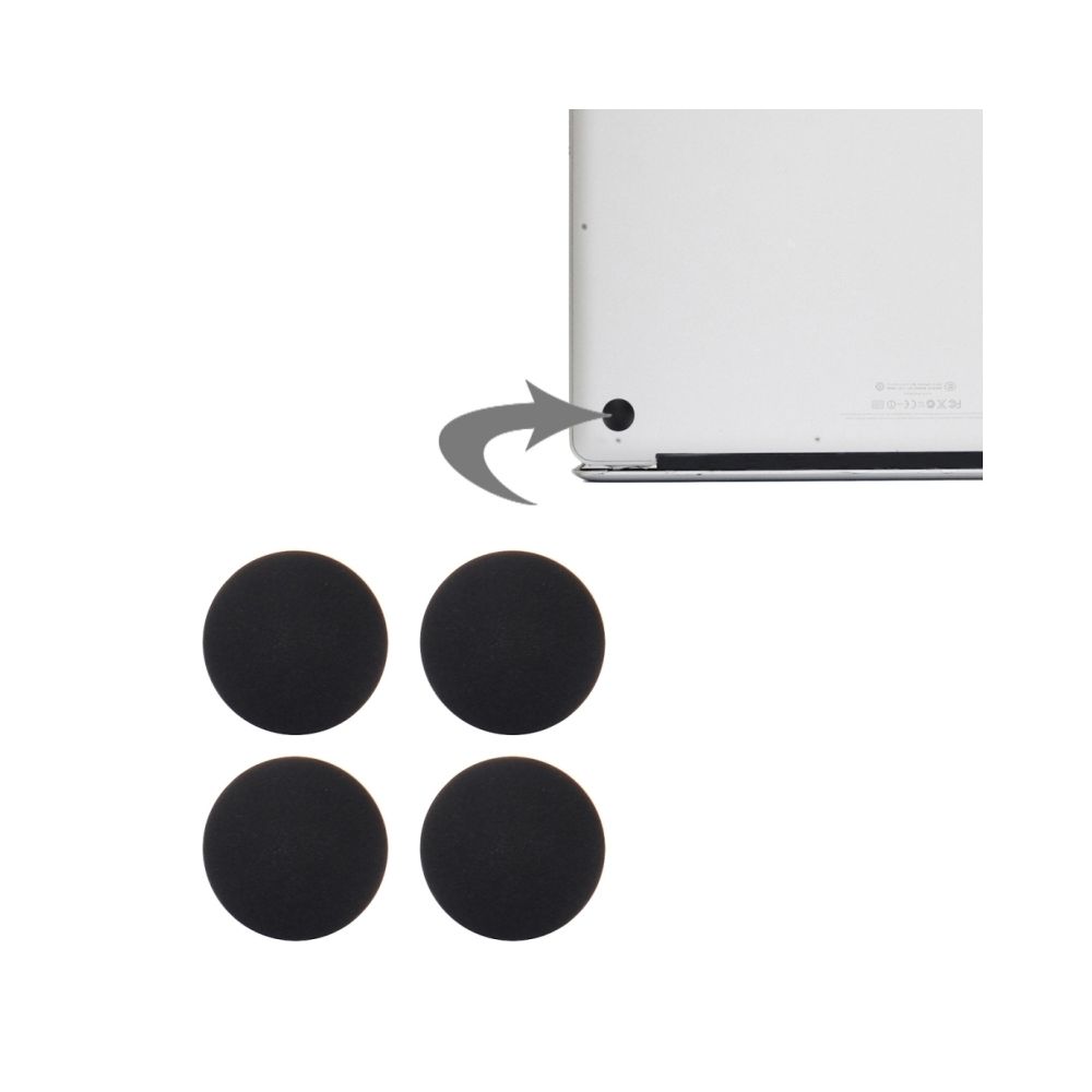Wewoo - Pour Macbook Pro Retina 13,3 noir pouces & 15,4 2012-début 2015 A1398 & A1425 & A1502 tapis de caoutchouc de fond 4 PCS pièce détachée - Personnalisation du PC