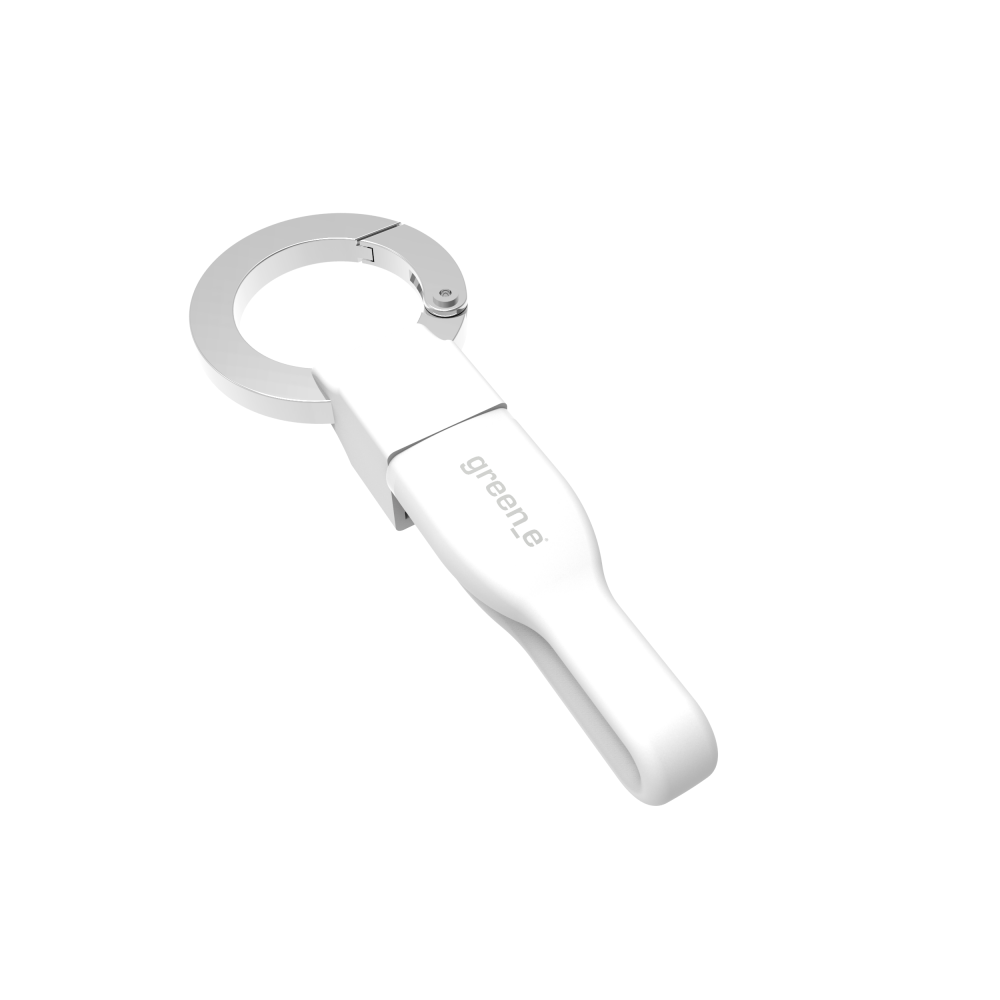 Green-E - Porte-cles et cordon de charge ecologiques Apple lightning vers USB - Blanc - Câble Lightning