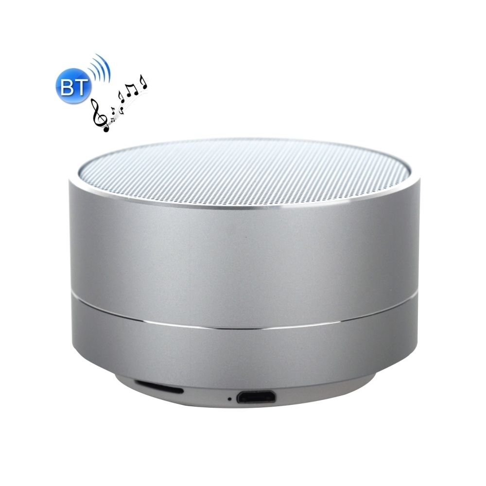Wewoo - Enceinte Bluetooth d'intérieur argent Mini haut-parleur stéréo portable, avec MIC intégré et ampli LED, Appels Mains-libres de ampère Carte TF, Distance: 10m - Enceintes Hifi