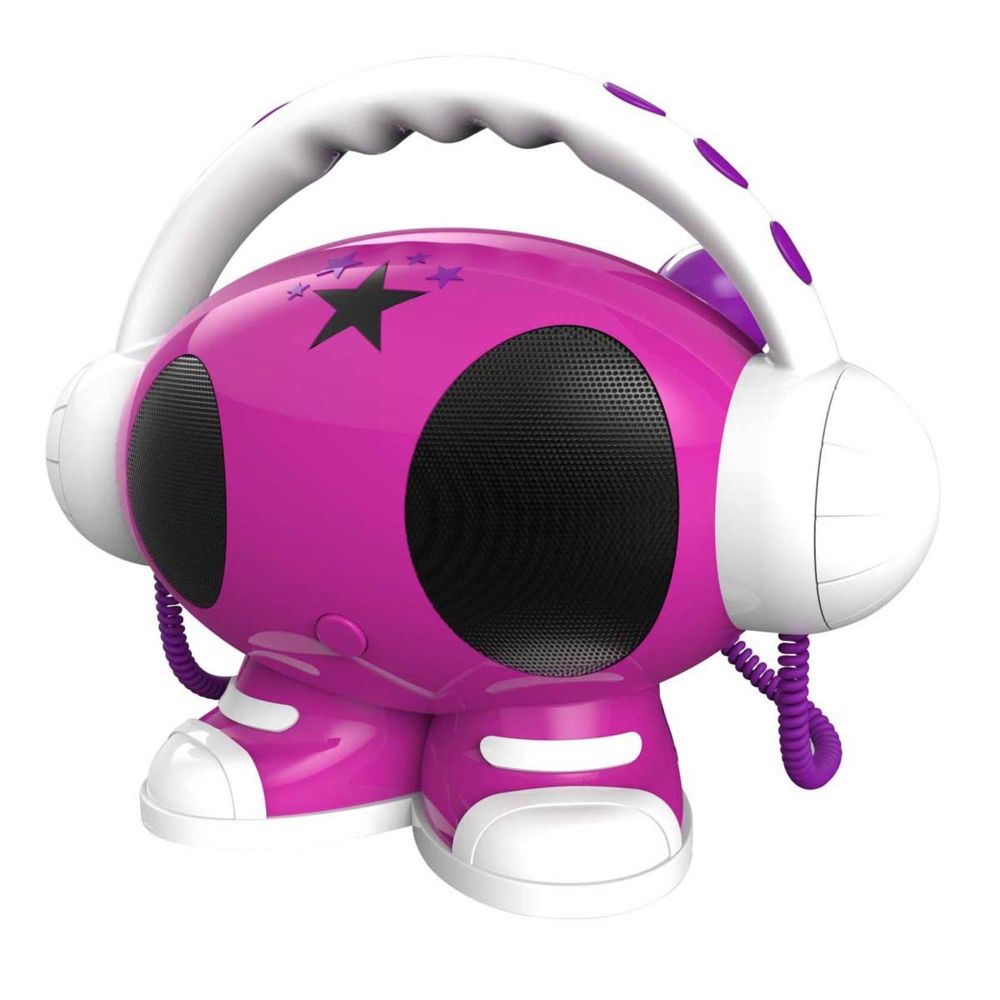 Bigben Interactive - Lecteur rose blanc violet MP3 USB avec enregistreur vocal 2 micros - Chaînes Hifi