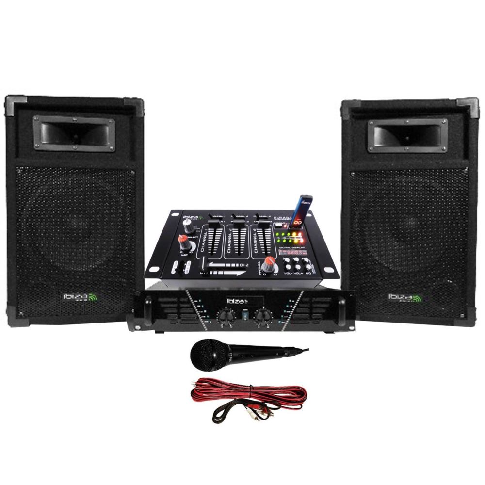 Ibiza Sound - Pack Sono ampli + enceintes 500W + Table de mixage - Packs DJ