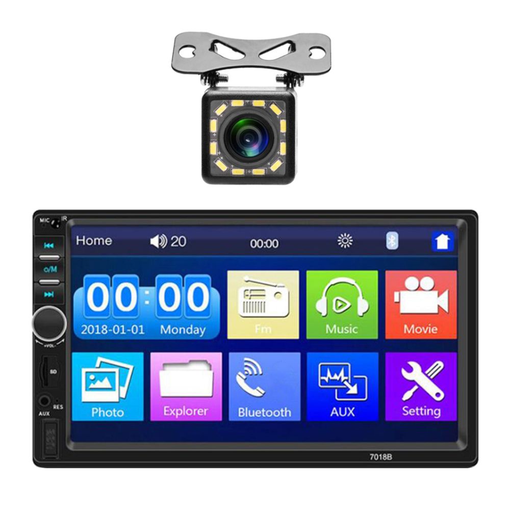 marque generique - 7 ""HD Dans L'écran Tactile Dash 2 Din Voiture Stéréo Radio MP5 Player W / Caméra 7018B - Accessoires enceintes