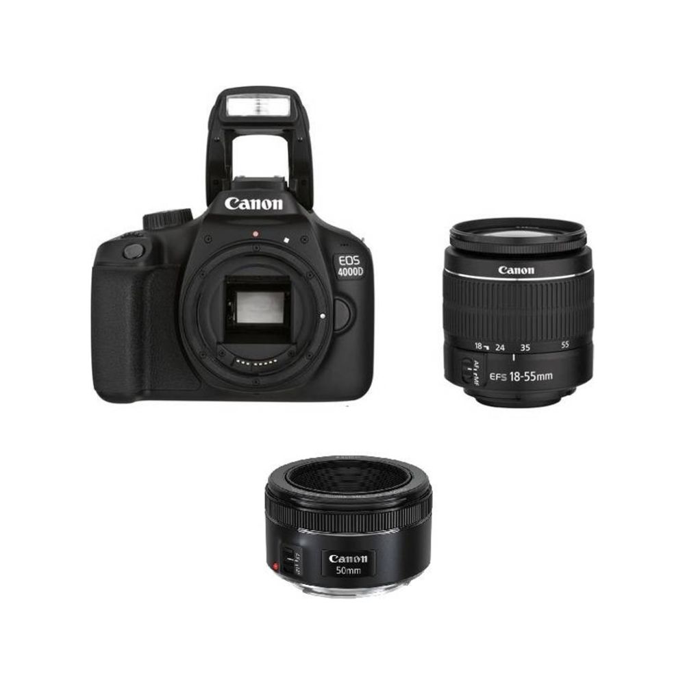 Canon - CANON EOS 4000D KIT EF-S 18-55MM F3.5-5.6 III + EF 50mm F1.8 STM - Reflex Grand Public