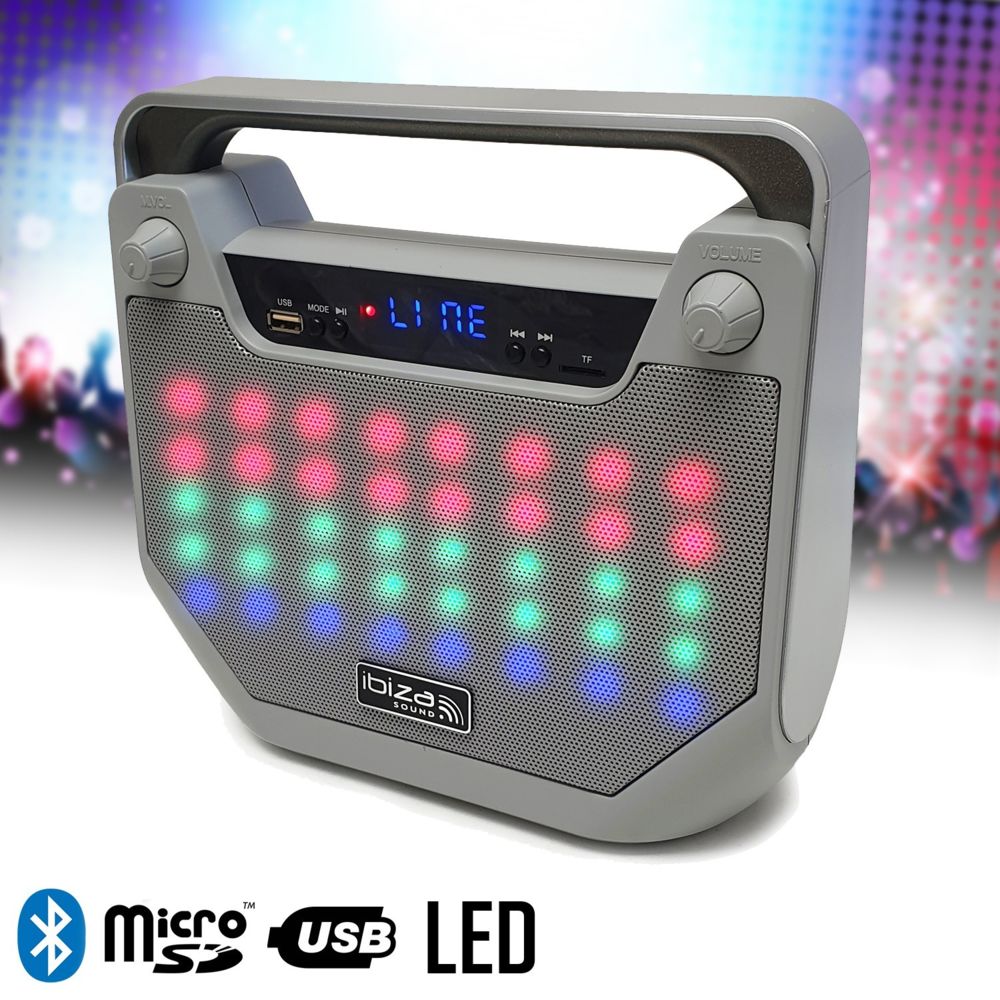 Ibiza Sound - Enceinte autonome Bluetooth Freesound40-SI à led Fonction karaoké - BT/USB/MicroSD/AUX - Sonorisation portable
