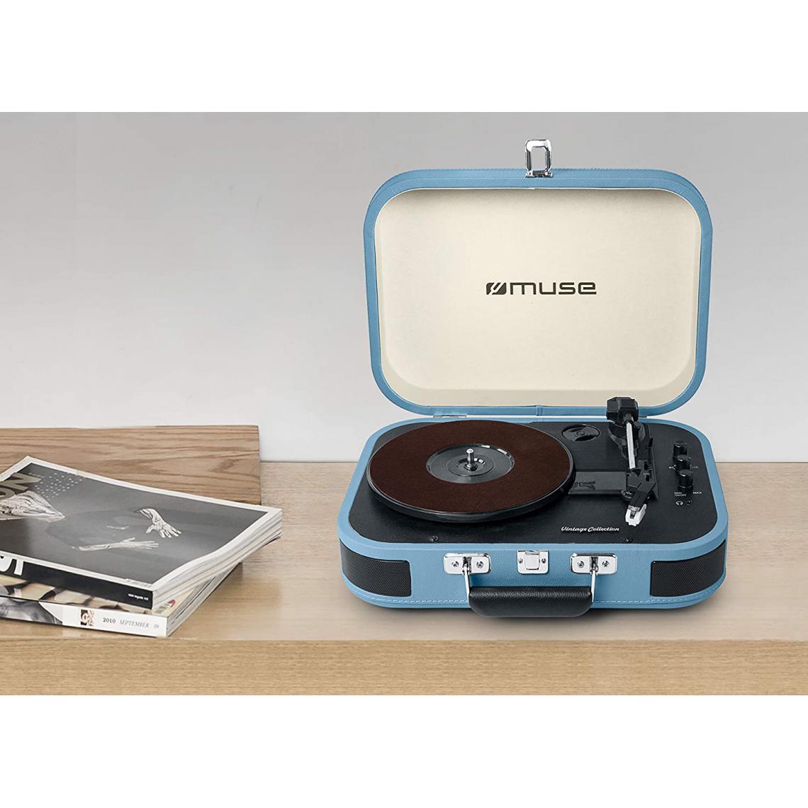 Muse - mini chaine Platine vinyle 33 45 78 tr minute avec encodage par USB bleu - Chaînes Hifi