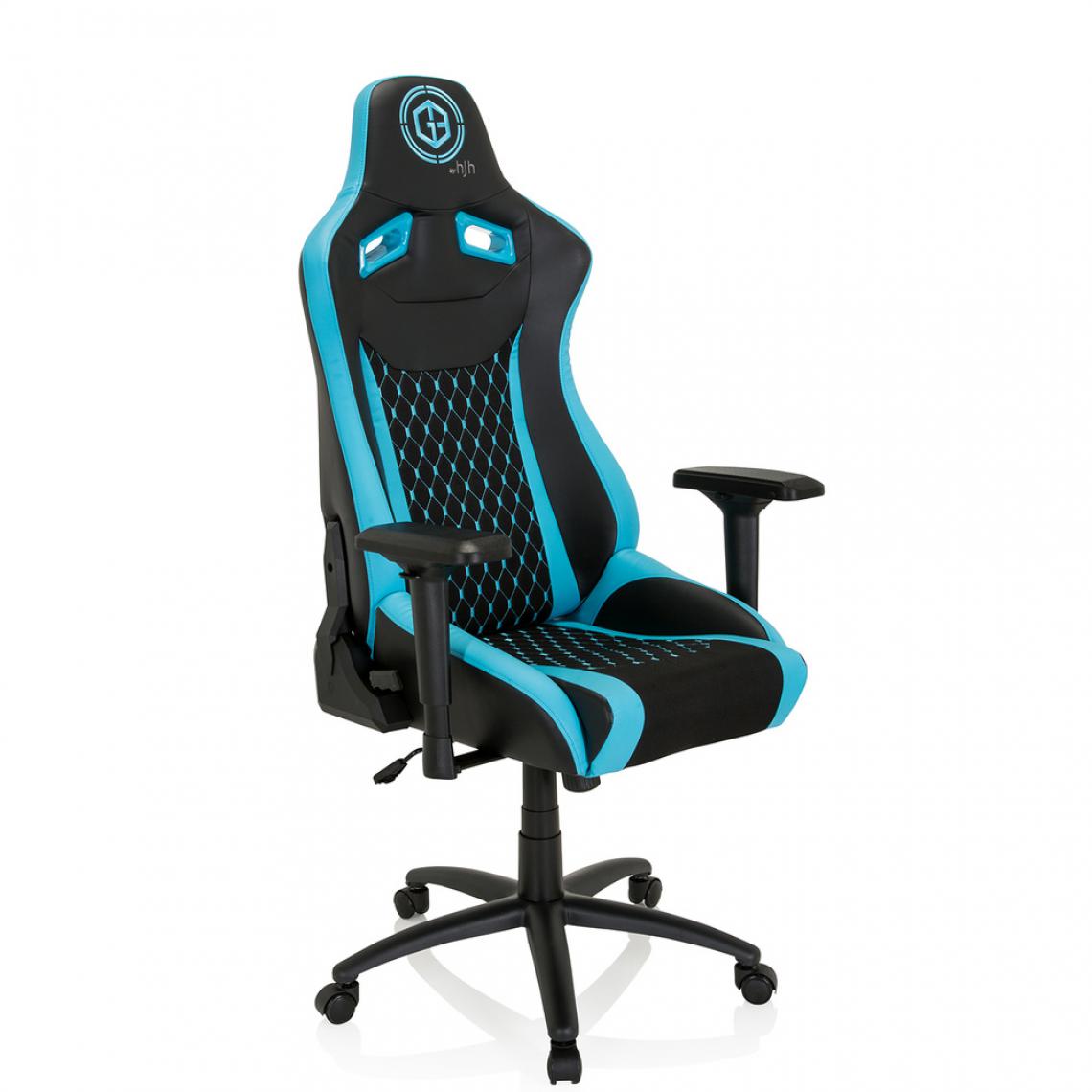 Hjh Office - Chaise de Gaming / Chaise de bureau GAMEBREAKER SX 04 Tissu / Similicuir noir / turquoise hjh OFFICE - Chaise gamer