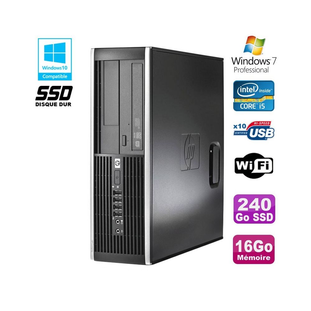 Hp - PC HP Elite 8300 SFF Core I5 3470 3.2GHz 16Go 240Go SSD Graveur USB3 Wifi W7 - PC Fixe