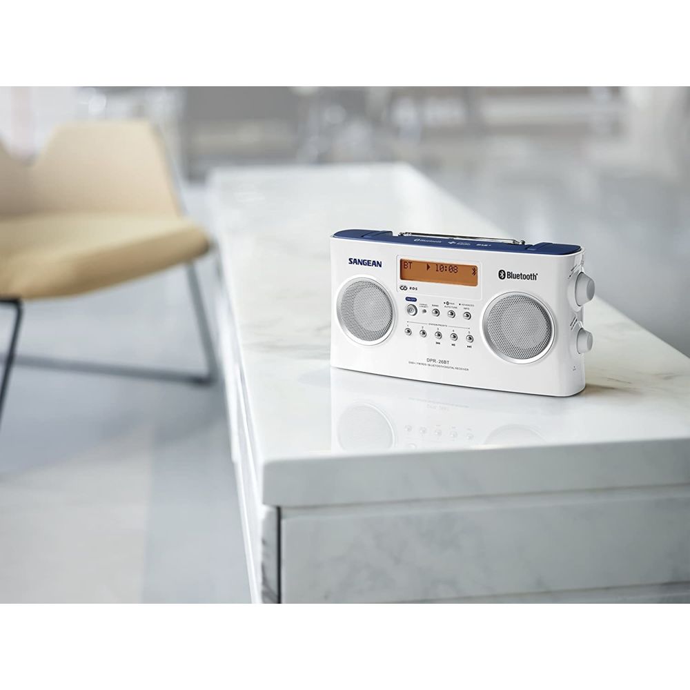 Sangean - radio portable DAB+ FM-RDS Bluetooth avec 10 stations préprogrammées blanc - Radio
