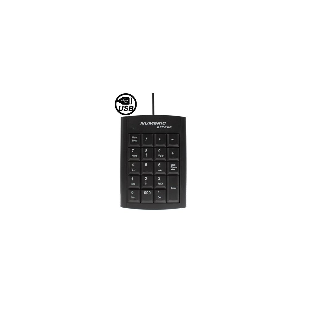 Wewoo - Mini Clavier QWERTY noir Pad numérique USB avec 19 touches - Clavier