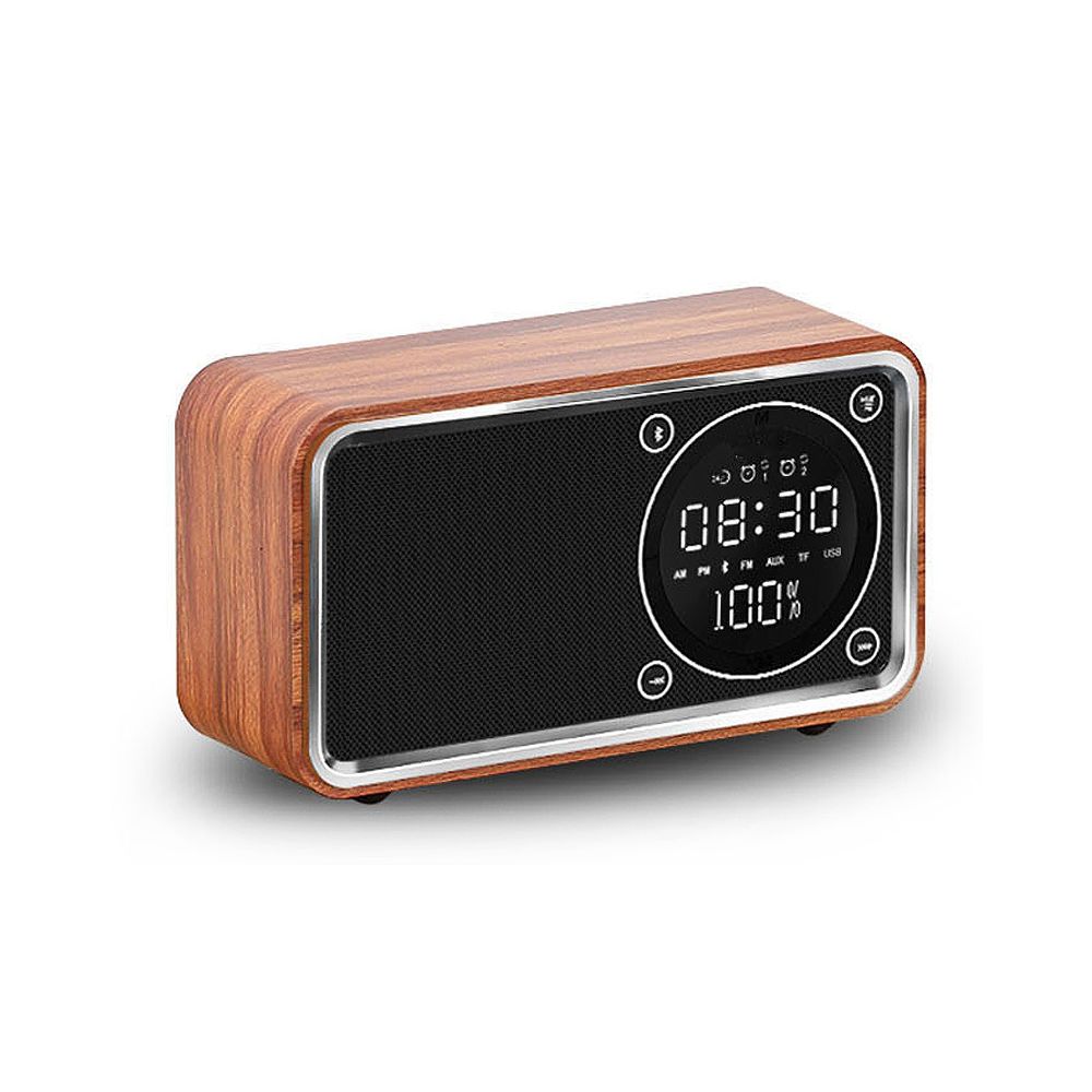 marque generique - Réveil Digital Multifonctions Bluetooth Radio Affichage Led Horloge En Bois - Radio