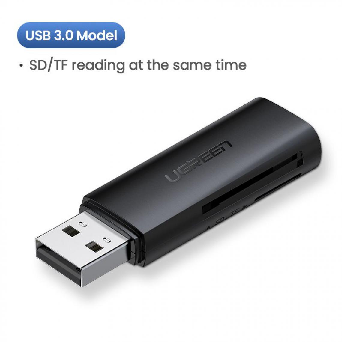 Generic - Lecteur de carte UGREEN, USB 3.0, compatible avec carte Micro SD et TF pour PC et Ordinateur Portable - 6.2 * 1.95 * 1.77cm - Noir  - Lecteur carte mémoire