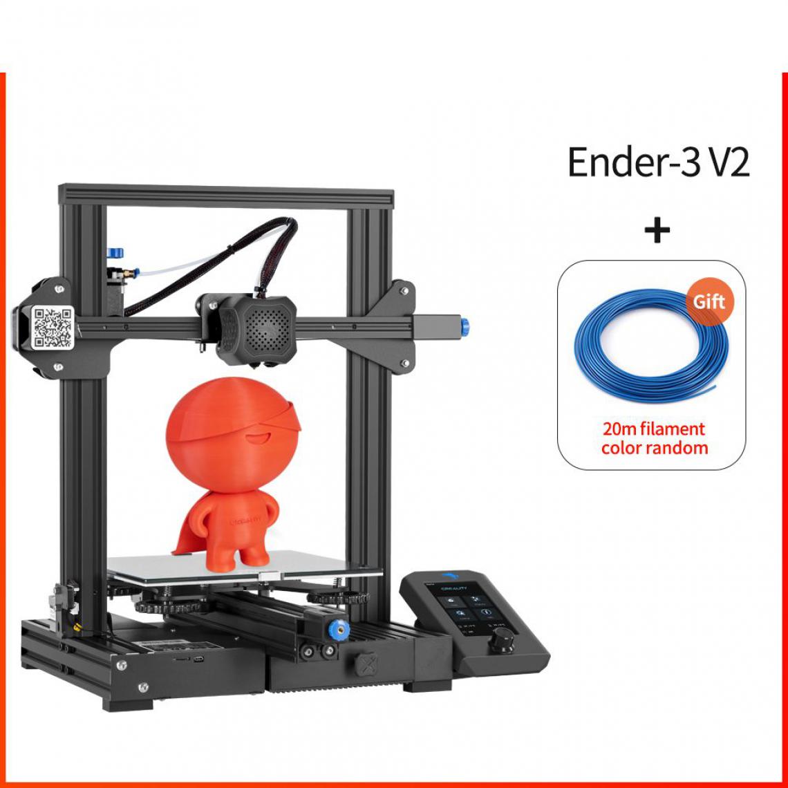 Generic -  imprimante 3D CREALITY 3D Ender-3 V2 – avec à 1 tête d'impression  PLA,  ABS , TP ,  écran Lcd couleur 4.3 pouces  47.5 * 47 * 62 cm - Noir  - Imprimante 3D