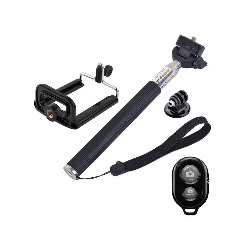 Wewoo - Kit d'accessoire pour 4 en 1 Gopro HERO4 / 3 + / 3/2/1 / SJ4000 monopode portatif extensible avec obturateur à distance bluetooth + porte-pince + trépied adaptateur - Caméras Sportives