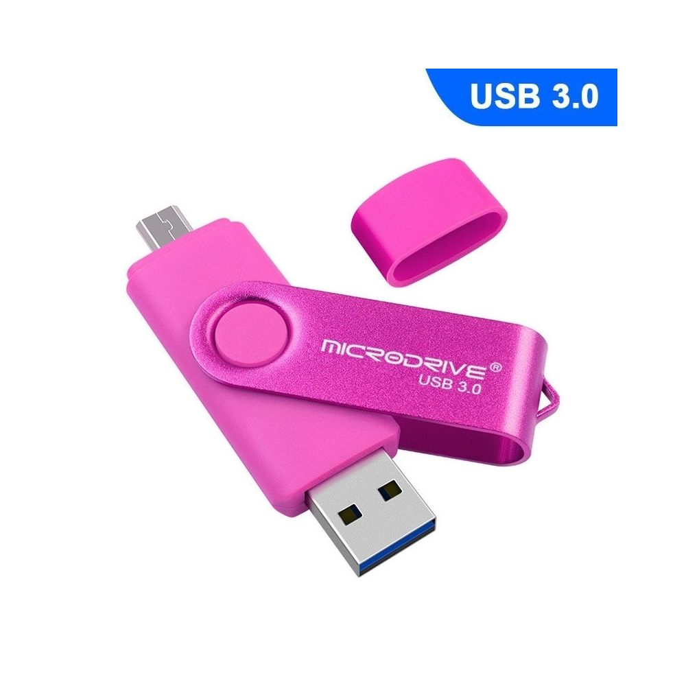 Wewoo - Clé USB MicroDrive 32GB USB 3.0 Téléphone et ordinateur Android Double disque rotatif en métal U rose - Clés USB