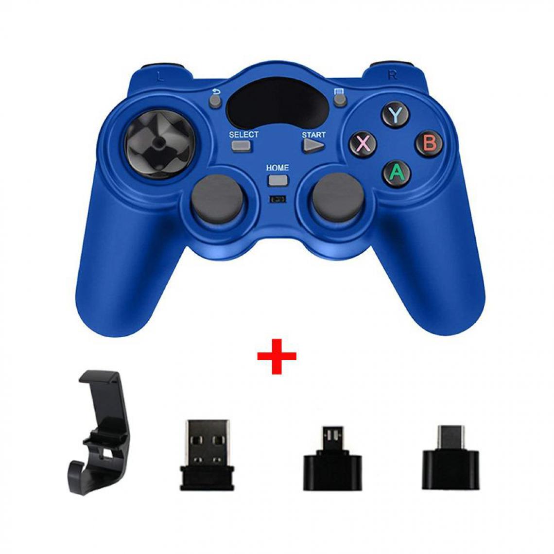 Generic - Manette de jeu sans Fil Tectinter , 2,4 GHz avec Convertisseur OTG et Support portable , pour PS3, Smartphone, Tablette, TV Box et Pc 10.3 * 16 cm - Bleu  - Joystick