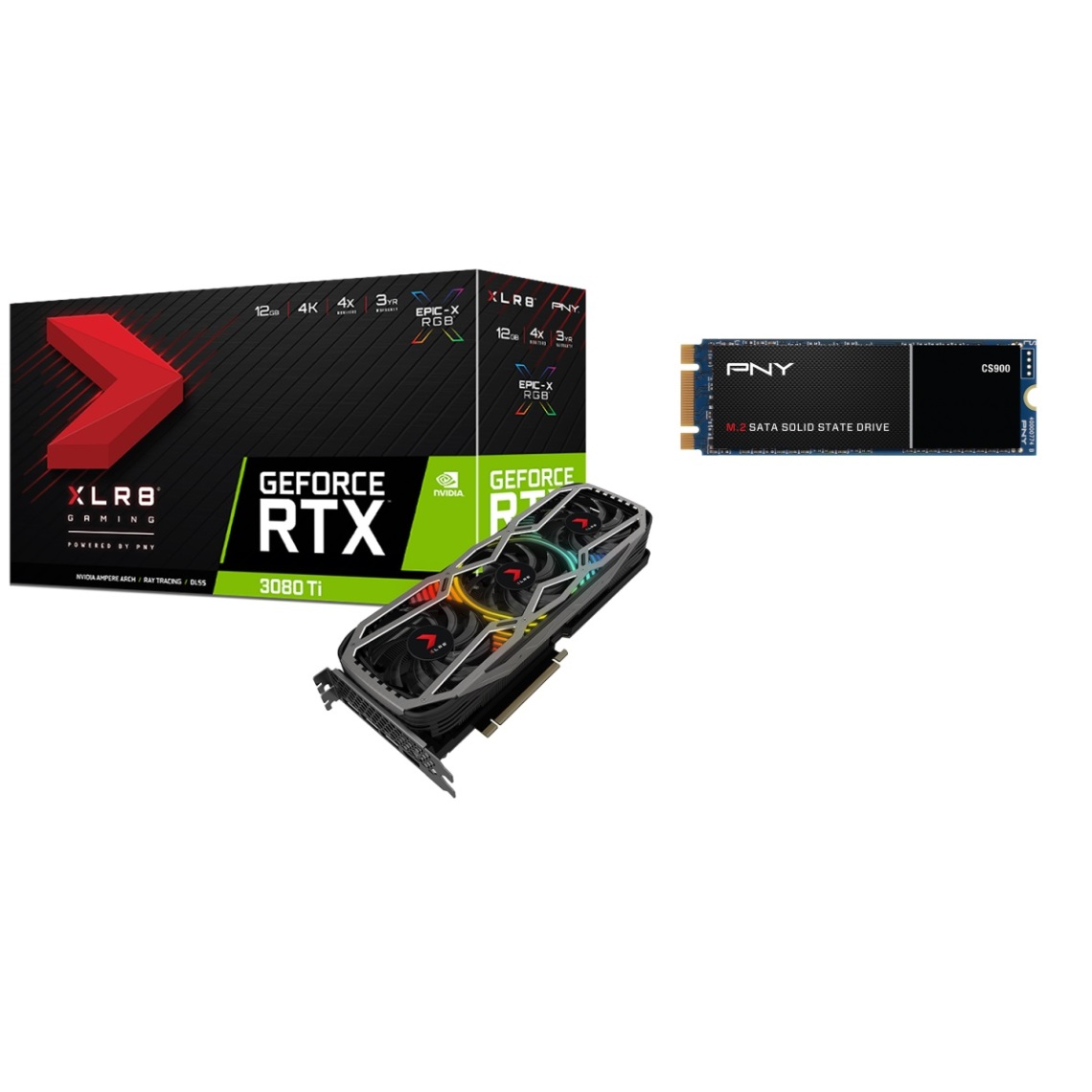 PNY - GeForce RTX 3080 Ti - 12 Go + SSD CS900 SATA M.2 500GB - Carte Graphique NVIDIA
