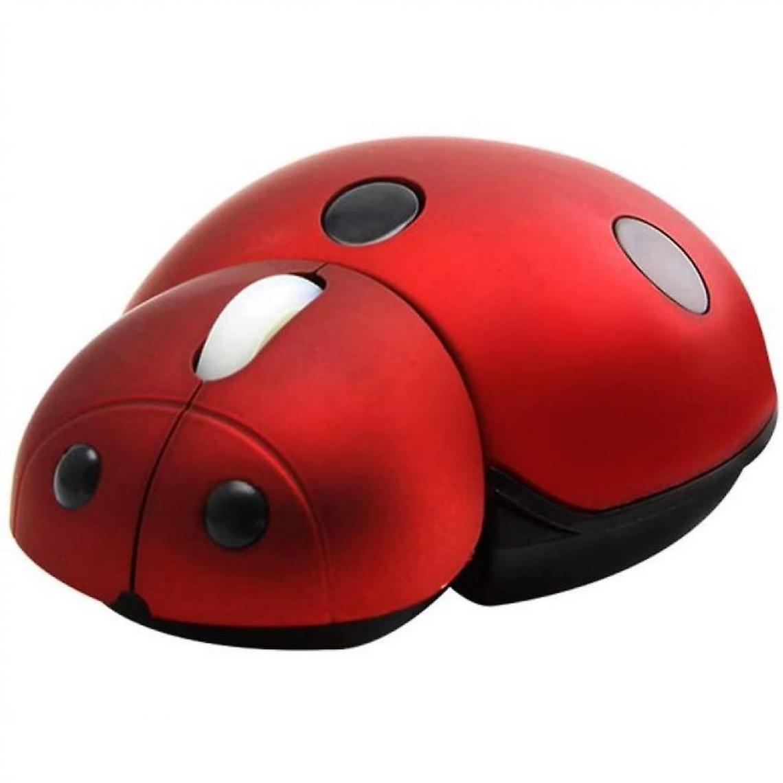 Universal - Souris sans fil 2.4G Petit chien mignon en forme de coccinelle 3000dpi Portable Mobile Optical Mouse (rouge) - Souris