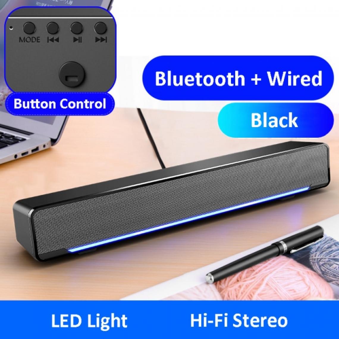 Universal - 2021 Haut-parleur Bluetooth filaire et sans fil 5.0 Haut-parleur TV avec subwoofer Barre sonore Bluetooth sans fil pour ordinateur portable TV(Le noir) - Enceinte PC