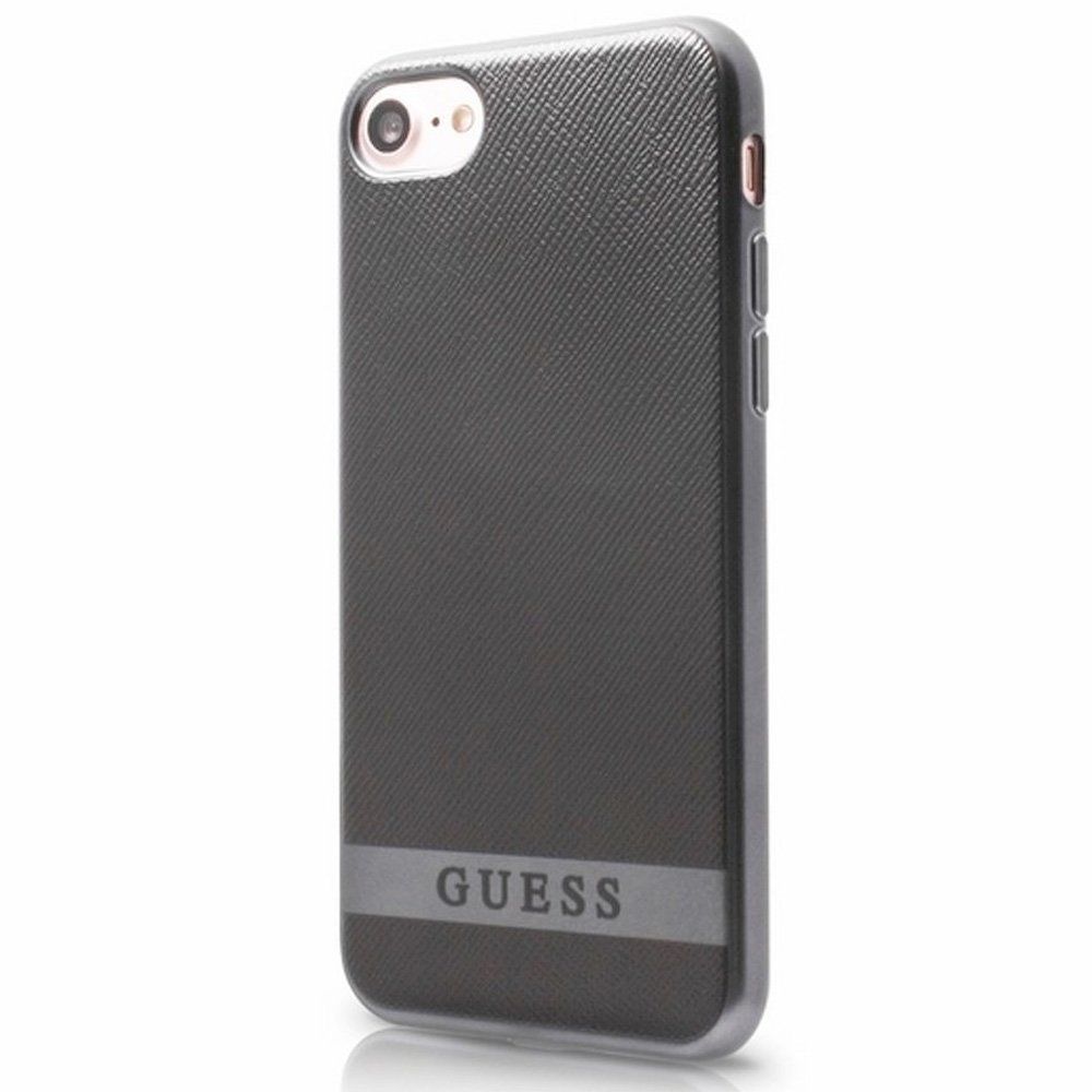Guess Maroquinerie - Coque souple GUESS série aspect cuir et contour gris IPhone 7 - Sacoche, Housse et Sac à dos pour ordinateur portable