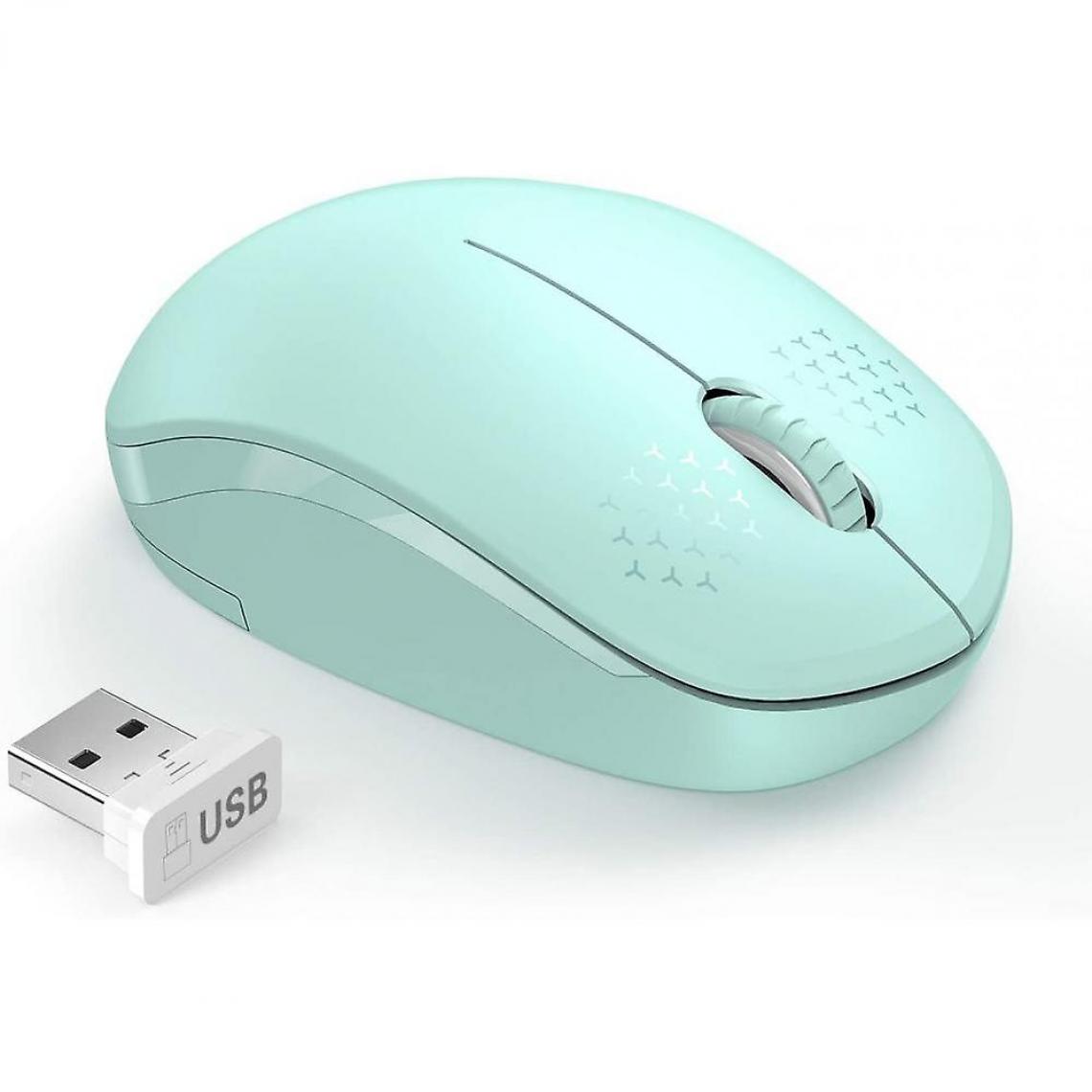 Universal - Souris sans fil, souris silencieuse de 2,4 G avec récepteur USB, souris d'ordinateur portable (verte) - Souris