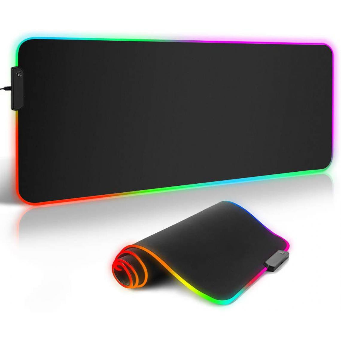 Cabling - CABLING®Tapis de Souris Gaming, 800 x 300 x 4 mm LED Gamer Mousepad, Surface Antiderapant, Base en Caoutchouc Antidérapante/RGB - Tapis de souris