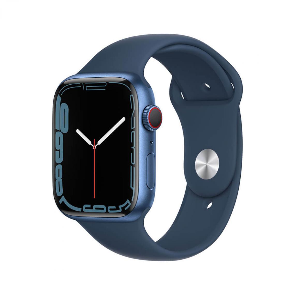 Apple - Apple Watch Series 7 GPS + Cellular 45mm Aluminium Bleu et bracelet sportif Bleu MKJT3TY/A - Apple Watch