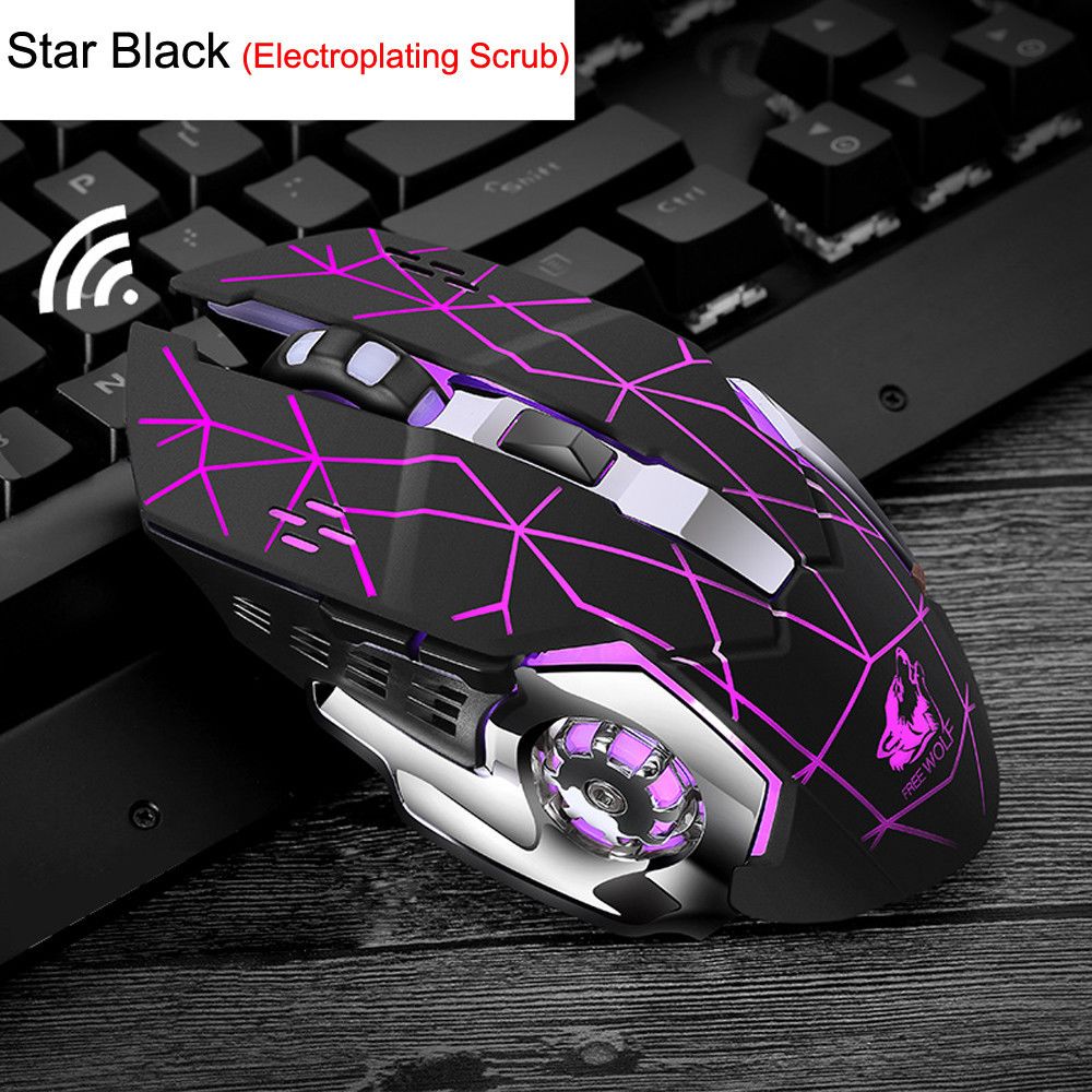 Generic - Souris de jeu ergonomique optique USB rétroéclairée par LED silencieuse X8 rechargeable - noir - Souris