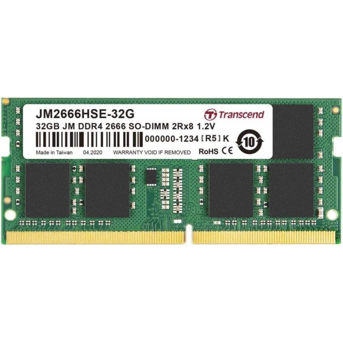Transcend - JetRAM - 32 Go - DDR4 - SO DIMM 260 broches - 2666 MHz - CL19 - RAM PC Fixe