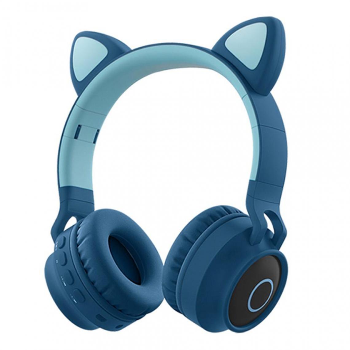 Justgreenbox - Faddish Student Cute Cat's Ears Head-Mounted Headset No Wire Cartoon BT Game Chargeable - Support casque gamer