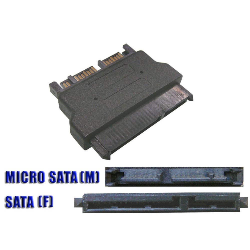 Kalea-Informatique - Changeur SATA : SATA Femelle (22 points) vers MicroSATA Mâle Transforme un disque SATA en disque MicroSATA Transforme un disque SATA en disque MicroSATA - Alimentation modulaire