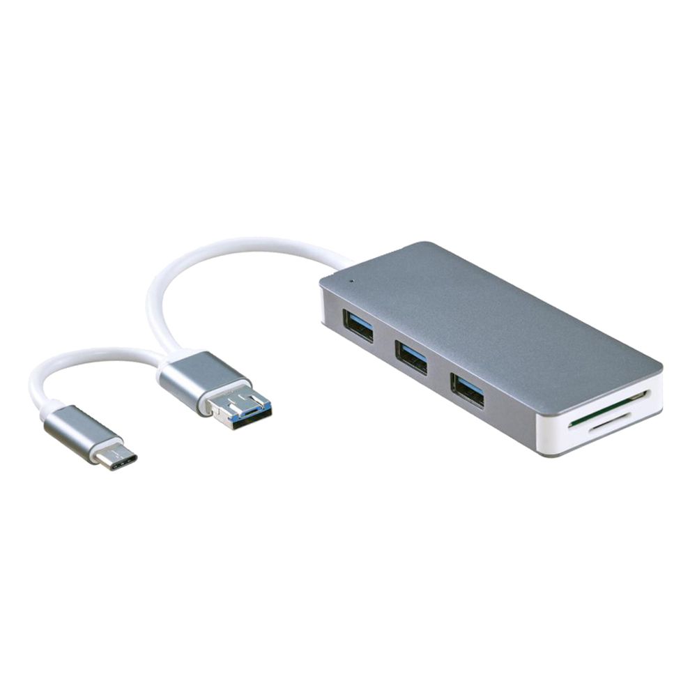 marque generique - Hub multi-ports USB 3.0, adaptateur de lecteur de carte SD / TF USB de type C + gris, gris - Lecteur carte mémoire