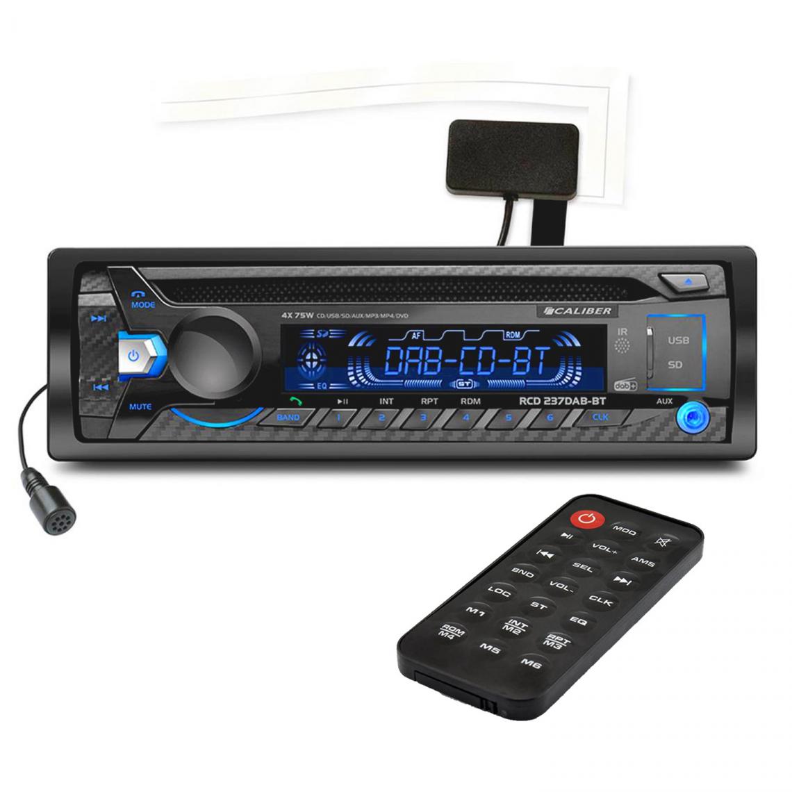 Caliber - Autoradio RGB Caliber RCD237DAB-BT - Radio, DAB, lecteur de cartes SD, USB - 4 x 75 watts - Radio