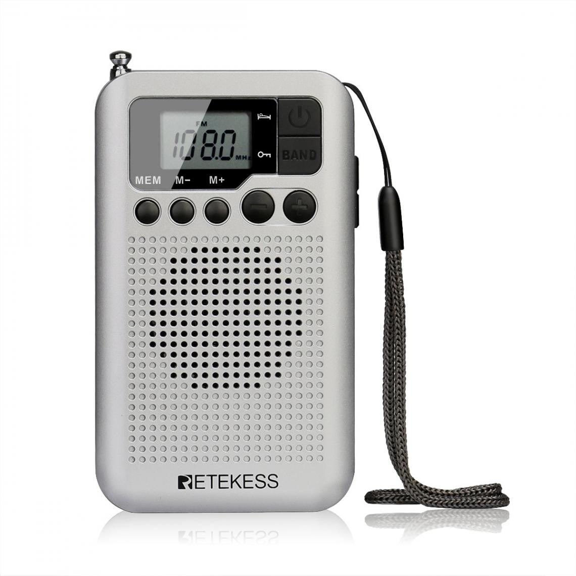 Universal - Radio FM/AM portative avec écran LCD, haut-parleur réglé numériquement, prise casque et support horloge - Radio