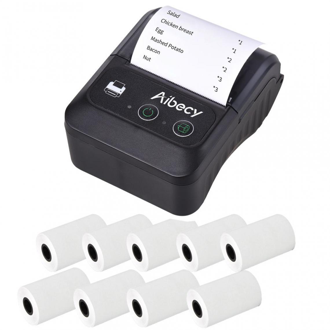 Generic - Imprimante d'Étiquettes Thermique sans Fil Bluetooth, 58mm avec 6 Rouleaux papier ,  Connexion par Bluetooth et câble USB, Compatible avec iOS, Android, système Windows  7.8 *10.5 *4.7 cm -  Noir  - Imprimantes d'étiquettes