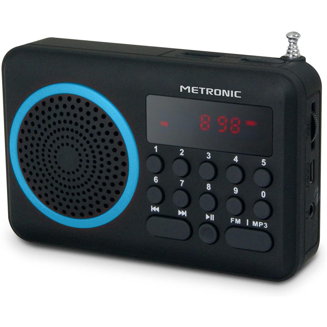 Metronic - radio Portable FM Compact USB SD bleu noir - Radio