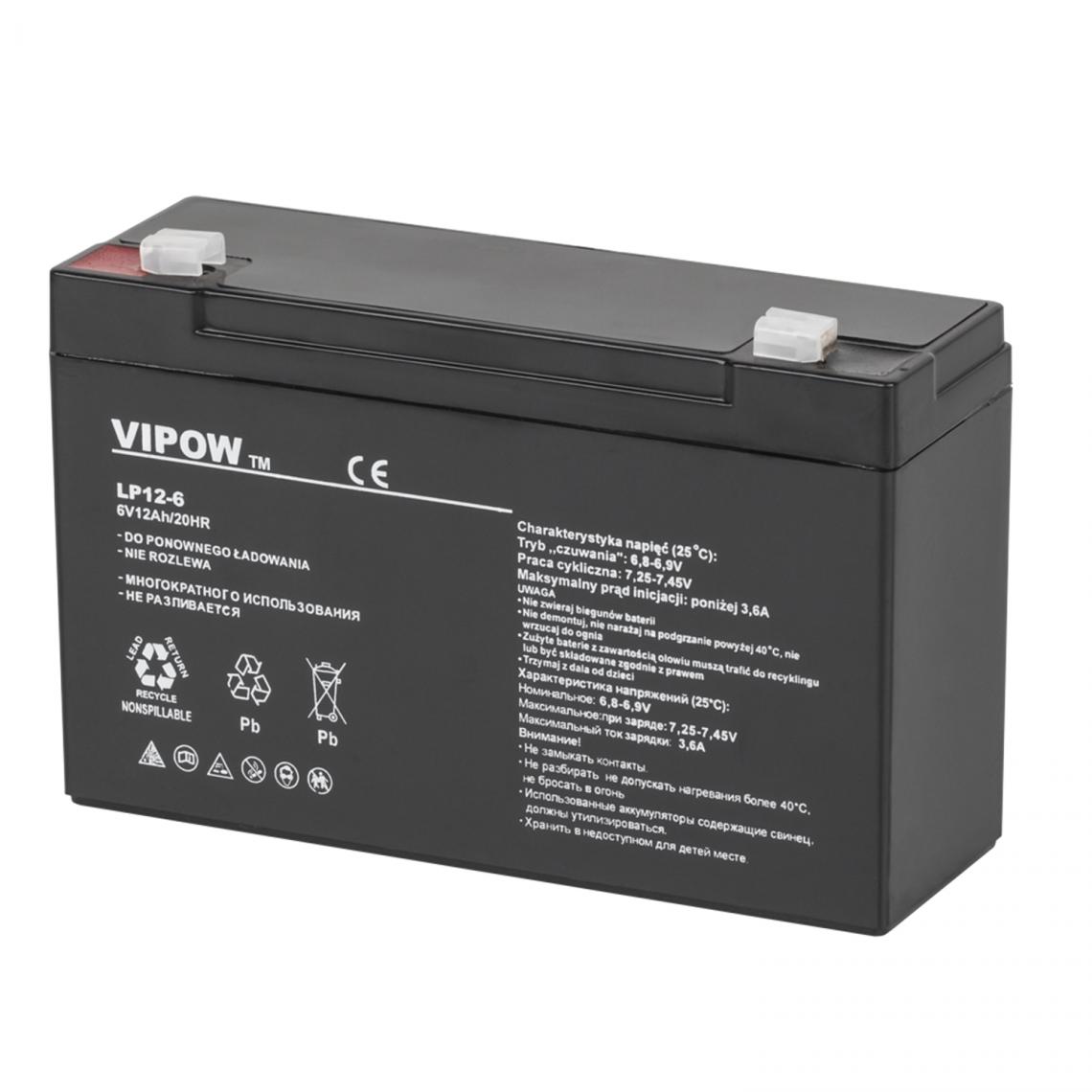 Sans Marque - Batterie gel rechargeable 6V 12Ah Vipow sans entretien - Accessoires alimentation