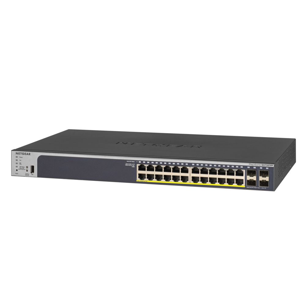 Netgear - Netgear GS728TPP Géré L2/L3/L4 Gigabit Ethernet (10/100/1000) Noir 1U Connexion Ethernet, supportant l'alimentation via ce port (PoE) - Switch