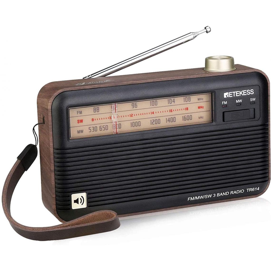 Retekess - radio portable rétro à Ondes Courtes FM AM SW noir - Radio