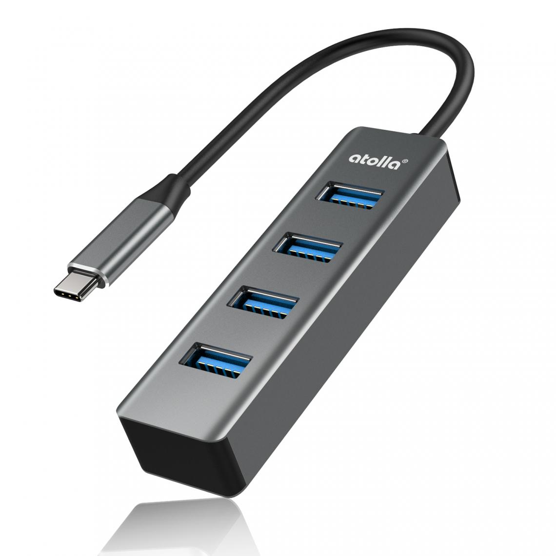 Atolla - Atolla Hub USB C, Adaptateur USB C vers 4 Ports Hub USB 3.0 en Aluminum Transfert de Données 5Gb/s - Hub